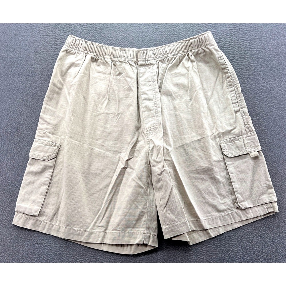 Big Dogs Cargo Shorts Mens XL Khaki Ripstop  Elastic Waist Tan Cotton Utility